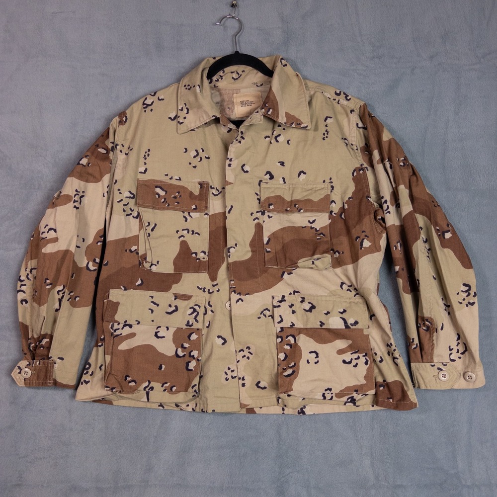 Military Surplus Desert Camo Combat Coat Mens Medium Short Tan Excellent BDU